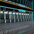 Futuristic Shooting Range Interior With Multiple Booths Screens And Modern Lighting