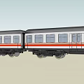 Long Gray Train With Orange Stripes White Windows And Multiple Carriages Exterior View