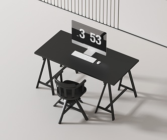 Modern computer desk and chair 3d model