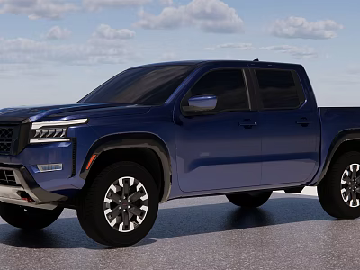 Blue Modern Pickup Truck Exterior With Black Wheels And Stylish Front Design 3d model