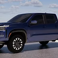 Blue Modern Pickup Truck Exterior With Black Wheels And Stylish Front Design