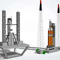 Industrial Rocket Launch Equipment With Tower Structures And Mechanical Components 3d model