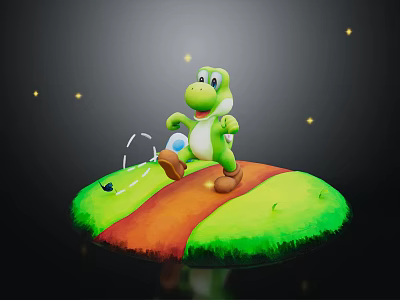 Modern game character cartoon road cartoon turtle 3d model