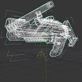 Futuristic Black Tactical Pistol with Red Glowing Accents and Modern Design Elements