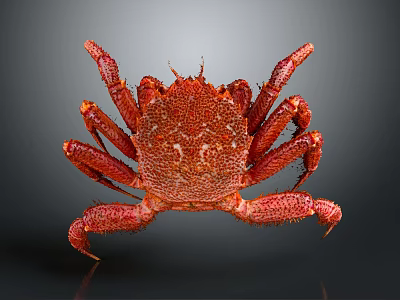 Red Crab With Textured Body Long Legs And Claws On Dark Background 3d model