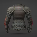 Medieval Metal Armor With Decorative Shoulder And Arm Plates Red Accents