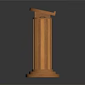 Wooden Entrance Gate with Pillars Curved Top and Red Panel Classic Design Detail