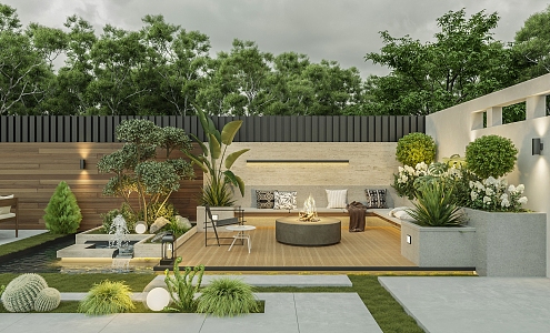 Simple Villa Courtyard Garden 3d model