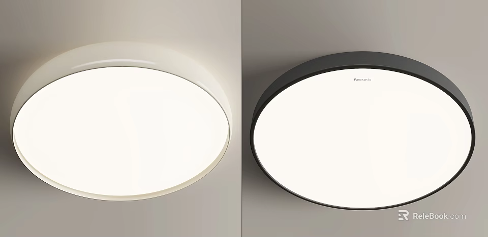 Modern Minimalist Round Flush Mount Ceiling Light with White and Black Frame for Home Interior 3d model 