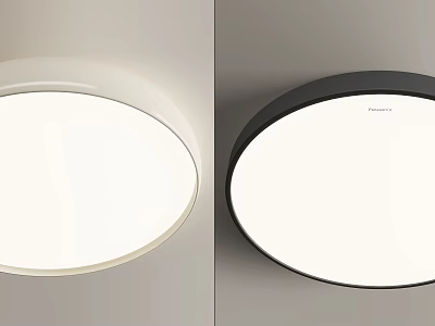 Modern Minimalist Round Flush Mount Ceiling Light with White and Black Frame for Home Interior 3d model