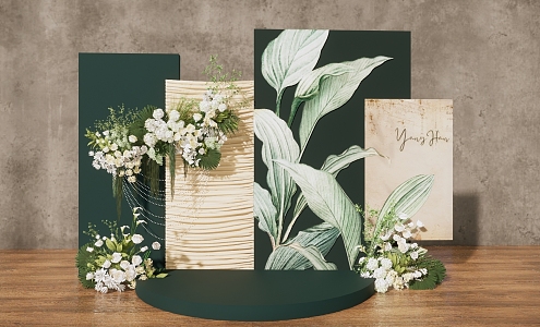 Fresh Wedding Green Plant Flower Art Ceremony Area Welcome Area Photo Area Display Area Wedding Beauty Chen Wedding Flower Art Hand-painted Green Plant 3d model