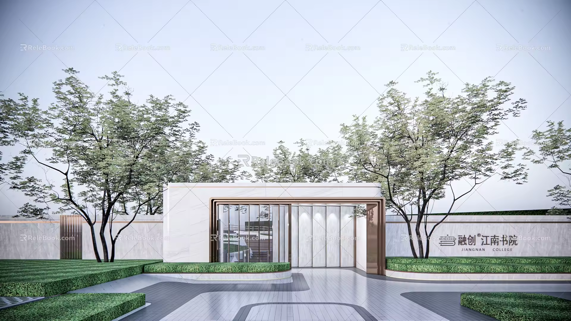 Modern gate high-end residential area gate has entered the exposure probability 3d model