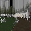 Serene Garden Landscape With Tall Trees Green Lawn And People Enjoying Activities