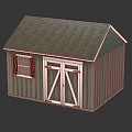 Wooden House With Green Siding Brown Roof Window Shutters And Double Doors