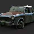 Vintage Rusted Car With Old Worn Exterior And Rusty Body