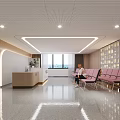 Modern Hotel Lobby With Reception Desk Pink Seating Natural Light And Polished Floor