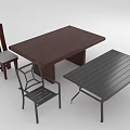 Wooden Dining Table And Metal Chairs With Black Outdoor Table Furniture Set