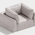 Modern Gray Leather Single Sofa With Plush Back Cushions And Minimalist Design 3d model