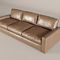 Brown Leather Sectional Sofa Modern Design With Smooth Surface And Comfortable Seats 3d model