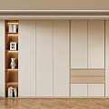 Modern Wardrobe Interior Design With Lit Open Shelves Books Decorations And Wooden Parquet Floor