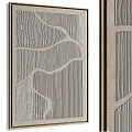 Light Gray Decorative Panels With Wood Grain Wave Patterns Vertical Stripes And Dark Brown Frame