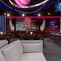 Modern Bar Interior Design With Planetary Decor Ambient Lighting And Dining Tables 3d model