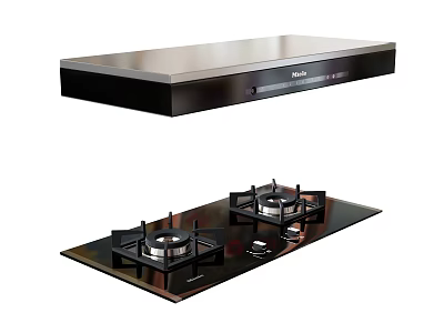 Modern Kitchen Appliances With Range Hood and Gas Stove for Home Cooking 3d model
