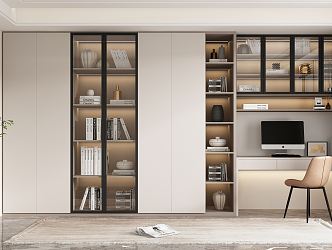 Modern Bookcase Desk 3d model