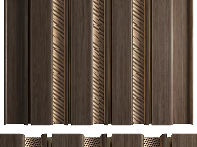 Vertical Wooden Decorative Components With Striped Texture And Dark Brown Finish 3d model