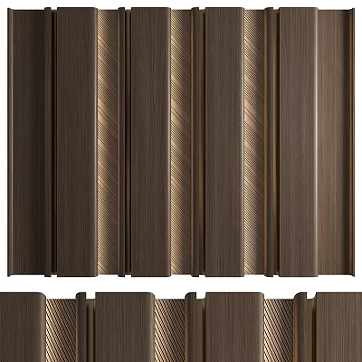Vertical Wooden Decorative Components With Striped Texture And Dark Brown Finish 3d model