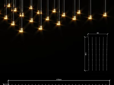 Modern Multiple Chandeliers With Warm Glowing Lights And Design Blueprint 3d model