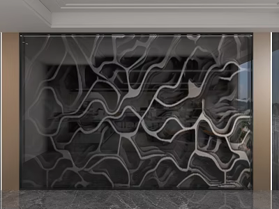 Modern Decorative Background Wall with Wavy Black Gray Artistic Pattern Design 3d model