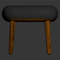 Comfortable Gray Padded Ottoman With Sturdy Wooden Legs And Simple Design