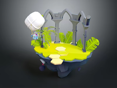 Commercial Display Equipment With 3D Arch Structure And Greenery Decor Elements 3d model