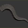 Intricate Metal Sculpture With Curved Feather Texture Shiny Surface Artistic Design