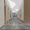 Modern Front Desk Reception Area With Marble Surface Wooden Panels And Logo