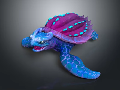 Fantasy Mythical Turtle With Purple Shell And Turquoise Spots In Vibrant Design 3d model