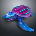 Fantasy Mythical Turtle With Purple Shell And Turquoise Spots In Vibrant Design