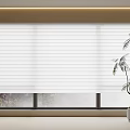 White Window Blinds in Modern Interior with Potted Plant and Natural Light