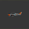 Blue and Orange Passenger Plane with Propeller Cockpit Number 1985 and Circular Wing Badges