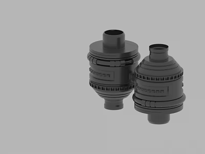 Black Cylindrical Mechanical Components With Ringed Structures For Industrial Use 3d model
