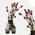 Elegant Transparent Glass Flower Vases With Fresh Pink Tulip Buds