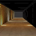 Colorful Textured Tunnel Interior With Sandy Ground Side Lighting And Square End Opening