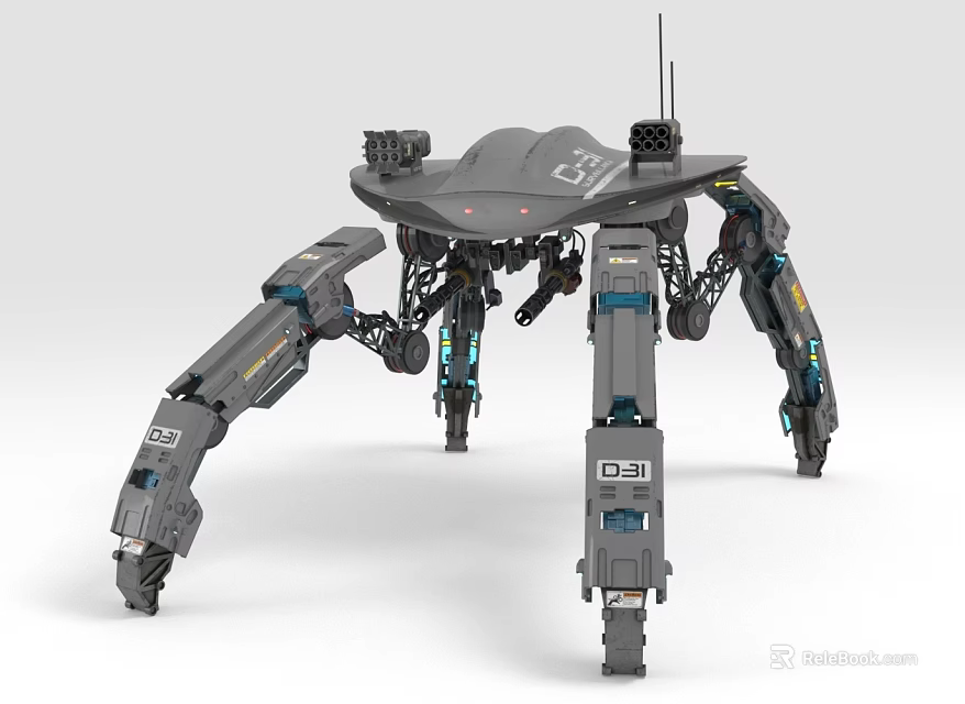 Sci Fi Four Legged Mechanical Weapon In Futuristic Style 3d model 