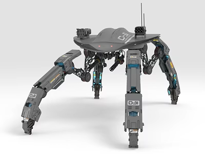 Sci Fi Four Legged Mechanical Weapon In Futuristic Style 3d model