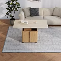 Wooden Coffee Table With Storage Shelf Book And Cup In Modern Living Room
