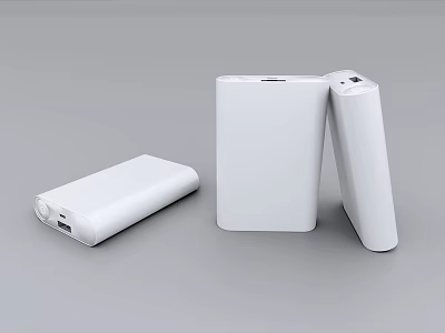 White Portable Power Banks For Mobile Devices With Sleek Design And Sizes 3d model