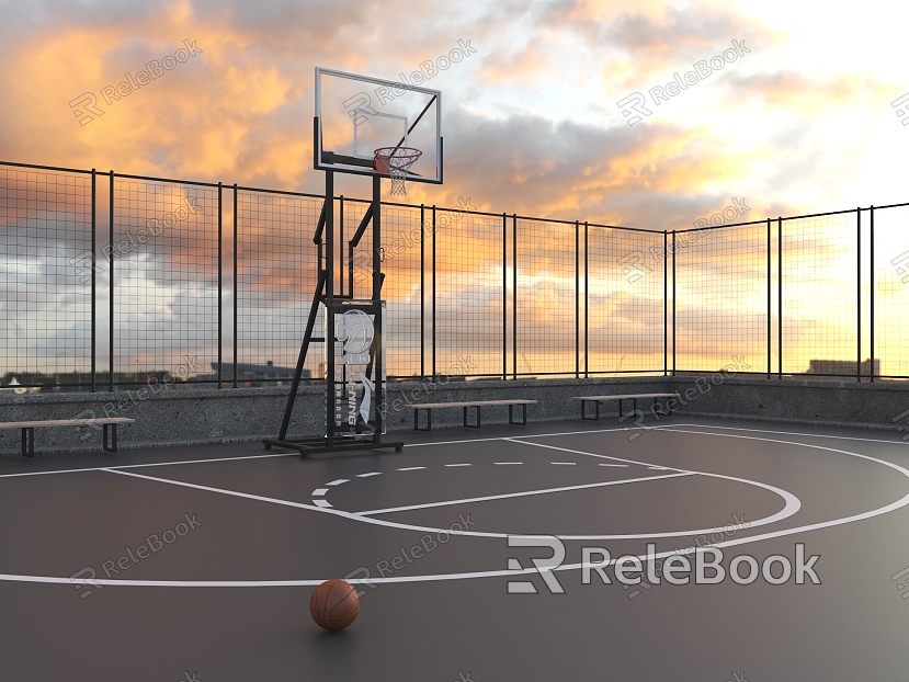 outdoor basketball court modern basketball court model