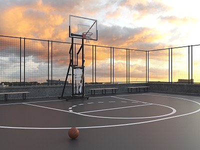 outdoor basketball court modern basketball court 3d model