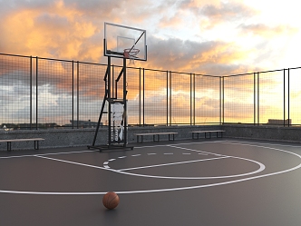 outdoor basketball court modern basketball court 3d model